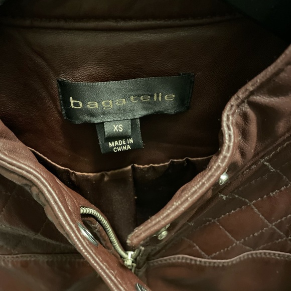 Bagatelle Brown leather jacket - Picture 6 of 10